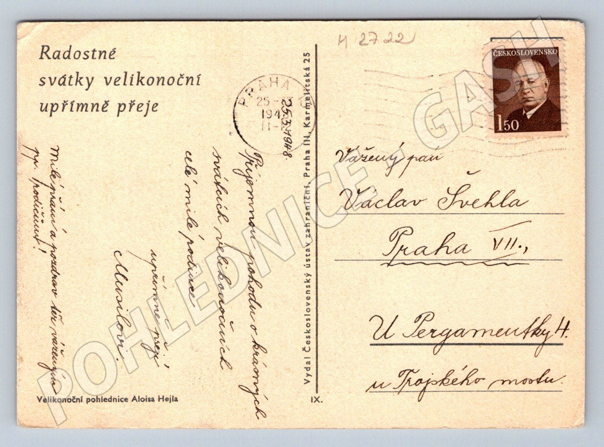 Pohlednice kočka a dítě Alois Hejl 1941 (M2722)