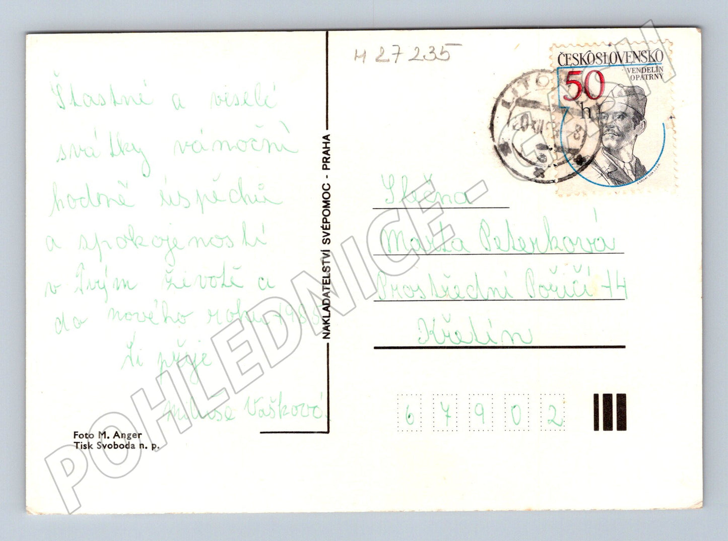Pohlednice Vánoční aranžmá 1980 (M27235)