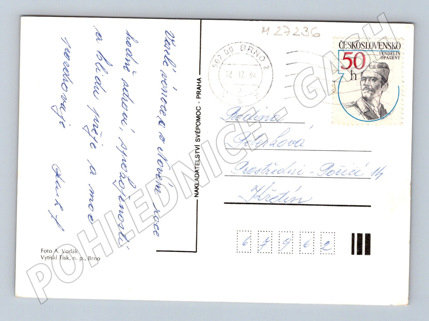 Pohlednice Vánoční jablka ořechy 1984 (M27236)