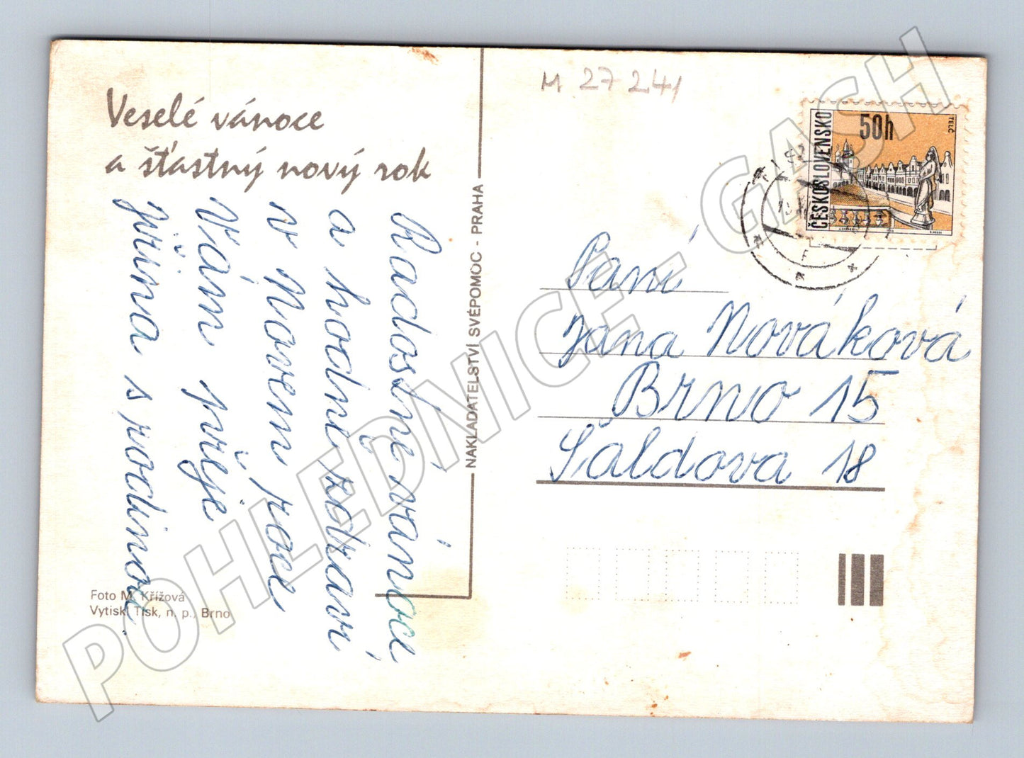 Pohlednice Vánoční/Novoroční motiv jablka a ořechy (M27241)