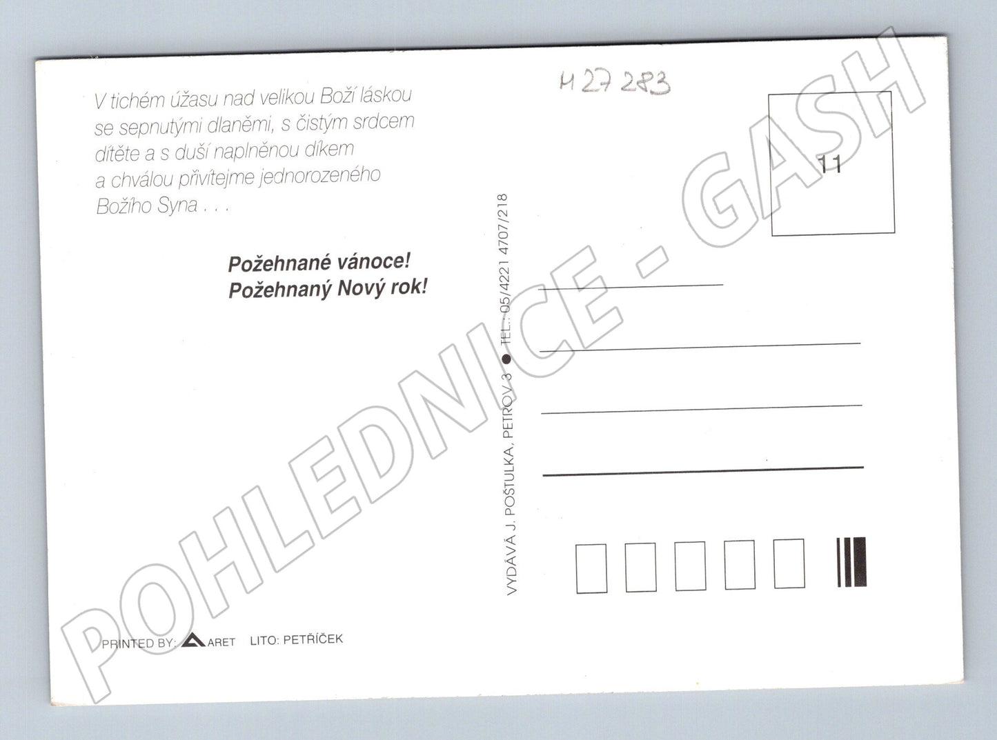 Pohlednice Vánoční motiv Betlém svíčka (M27283)