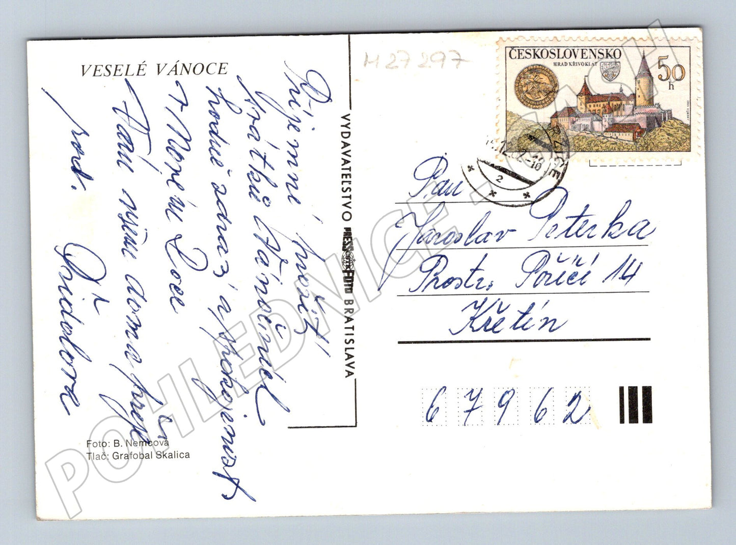 Pohlednice vánoční svíčka 1962 (M27297)