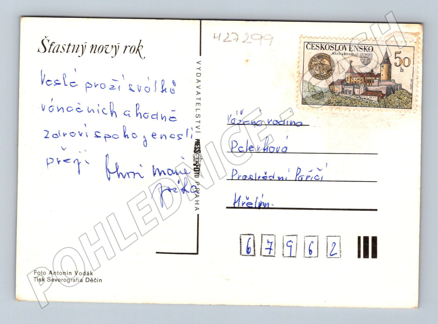 Pohlednice Novoroční motiv svícen jablka ořechy (M27299)