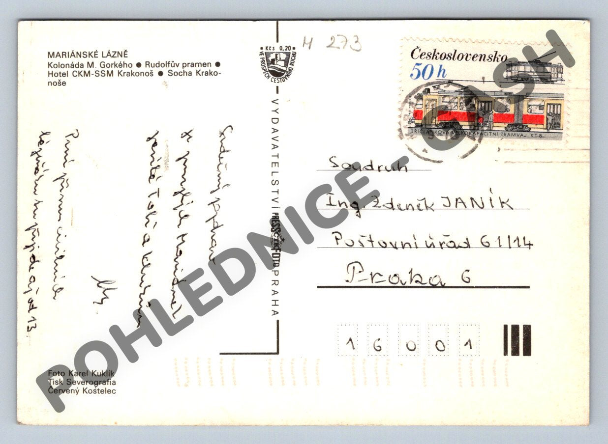 Pohlednice Mariánské Lázně – zimní pohlednice, koláž, ČSR (M273)