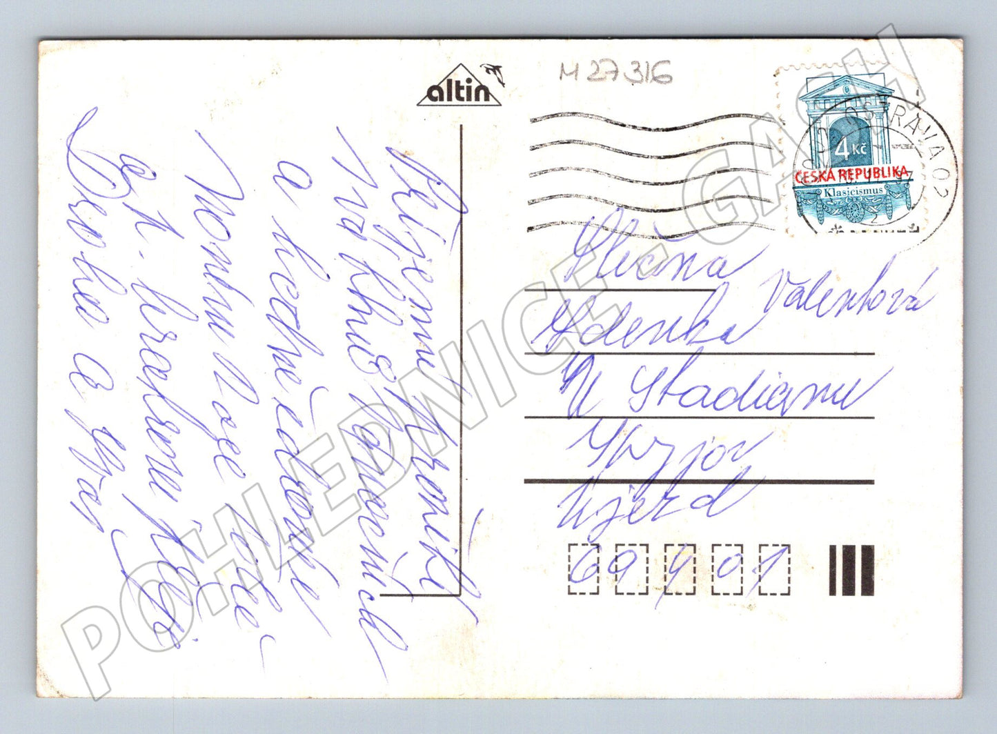 Pohlednice Vánoční medvídek s dárky 2002 (M27316)