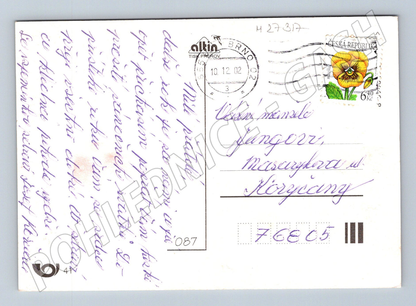 Pohlednice Vánoční scéna kočár v zimě 2002 (M27317)