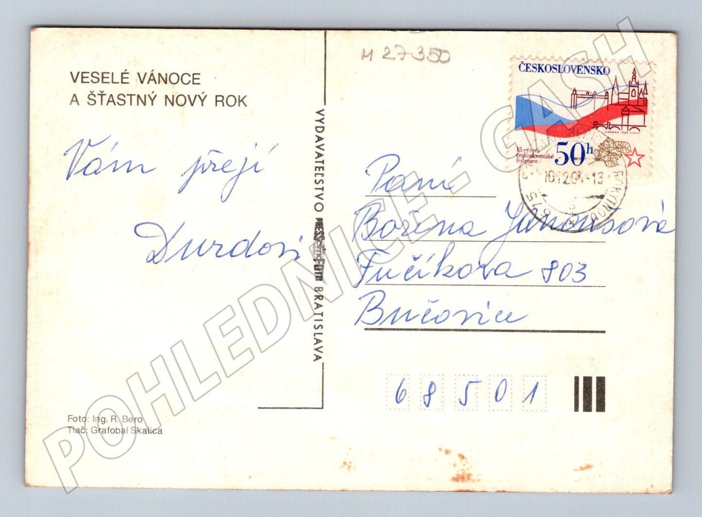 Pohlednice Slovensko Zimní motiv zasněžené větve (M27350)