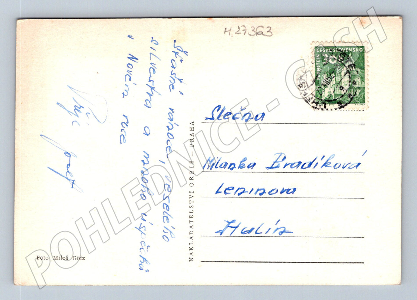 Pohlednice Veselé vánoce zasněžené větve 195x (M27363)