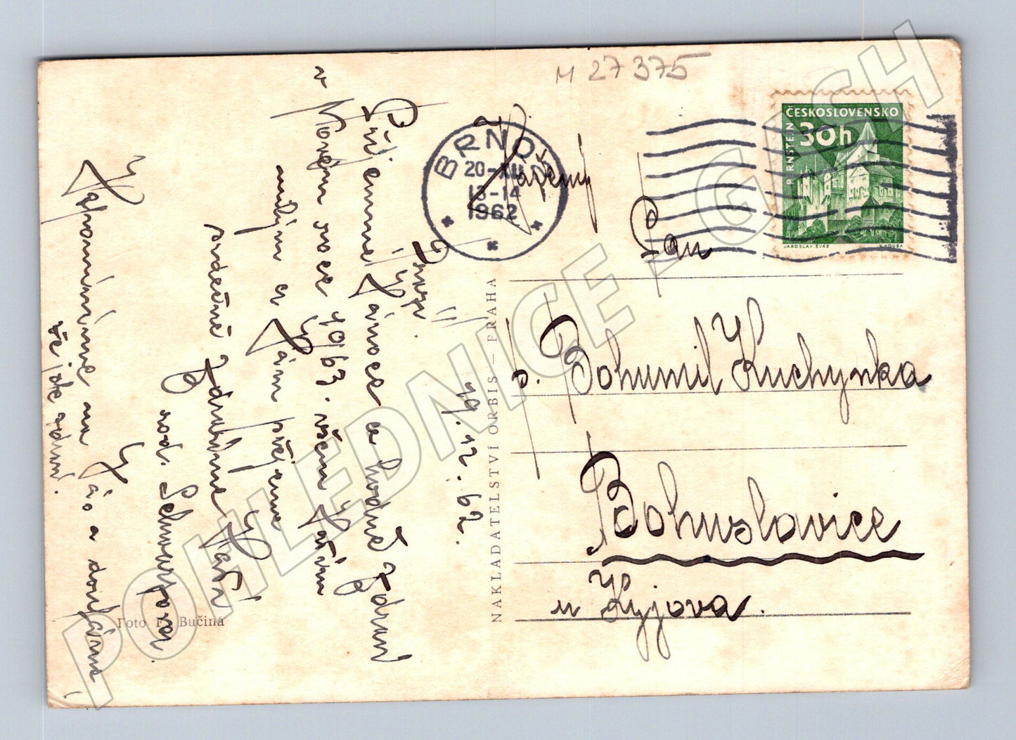 Pohlednice Novoroční pozdrav skleničky hodiny 1962 (M27375)