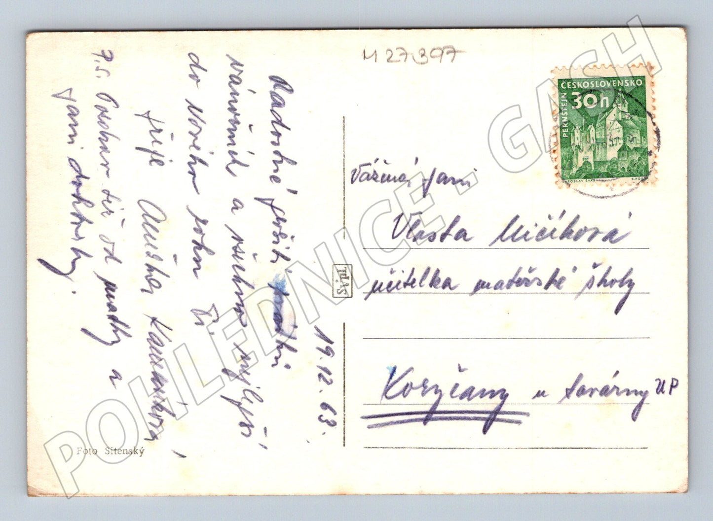 Pohlednice Slovensko zimní krajina Vianočný pozdrav 1963 (M27397)