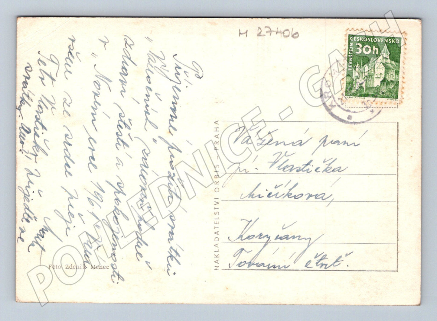 Pohlednice Vánoční pozdrav osoba s dřívím 1946 (M27406)