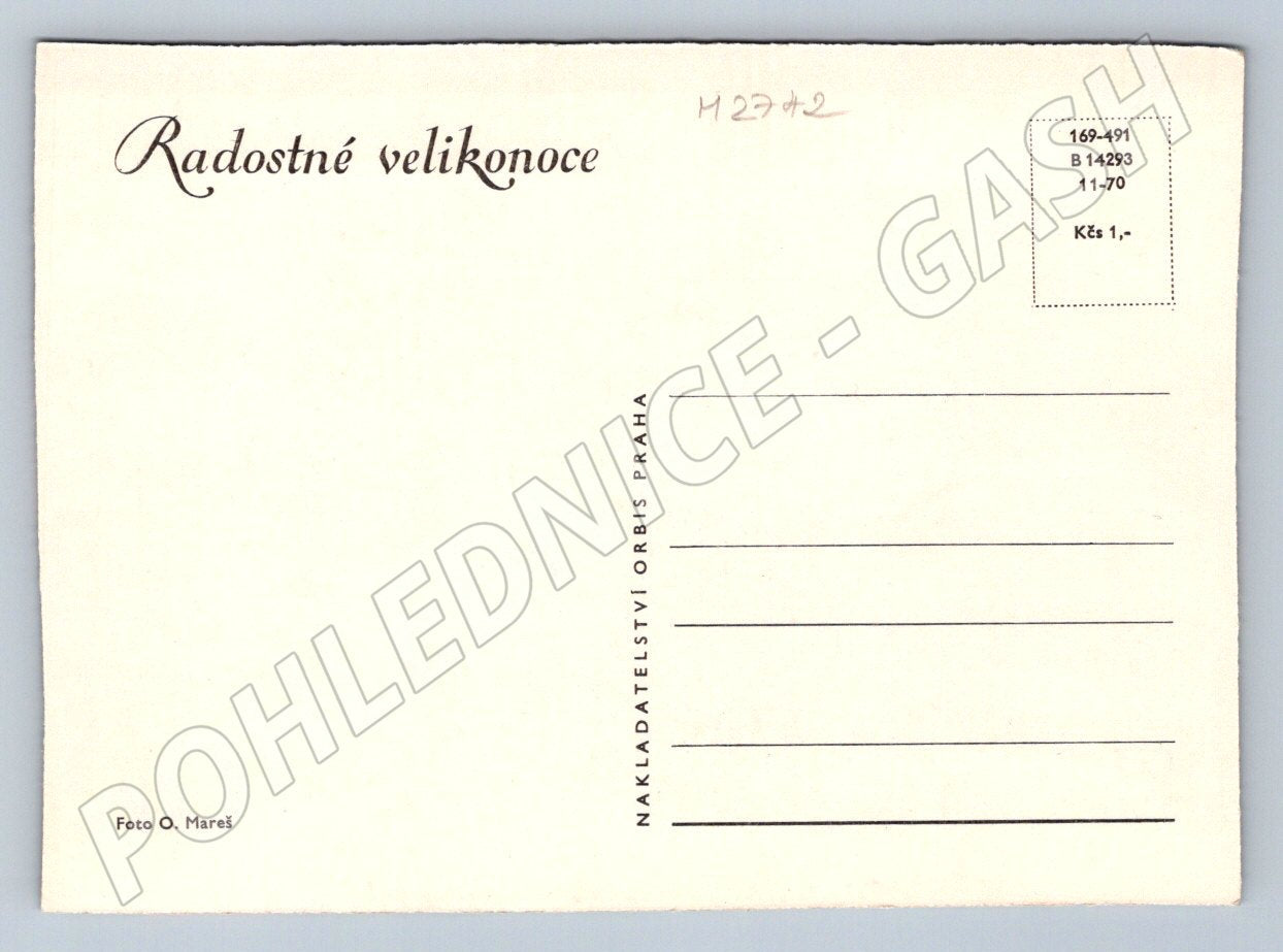 Pohlednice malované kraslice a květiny 1970 (M2742)