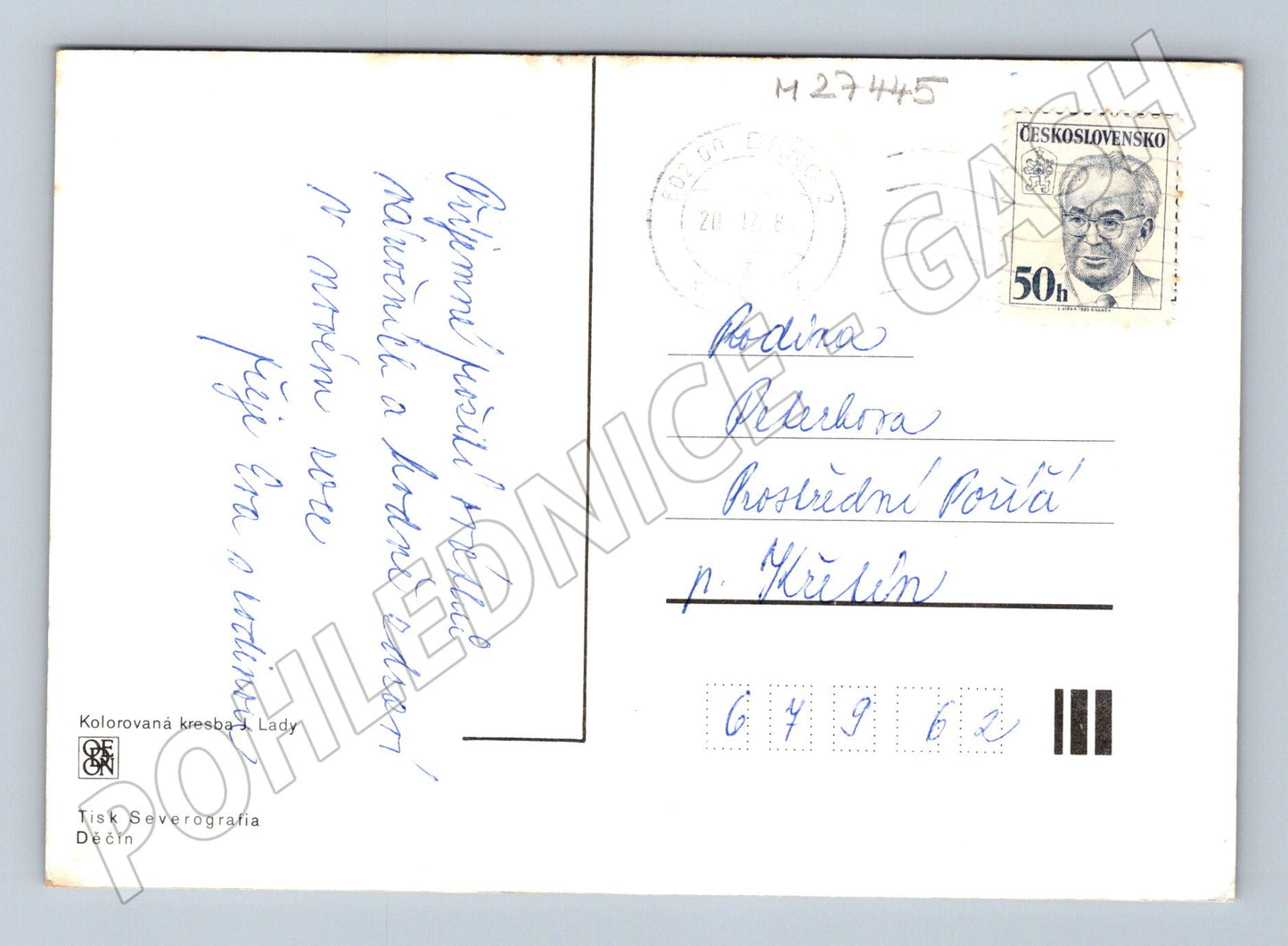 Pohlednice Josef Lada Tři králové zasněžená vesnice 1958 (M27445)