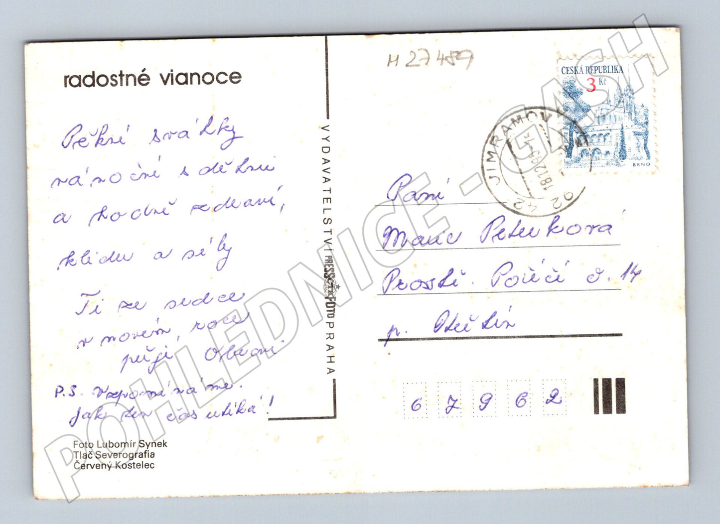 Pohlednice betlém vánoční scéna 1974 (M27489)