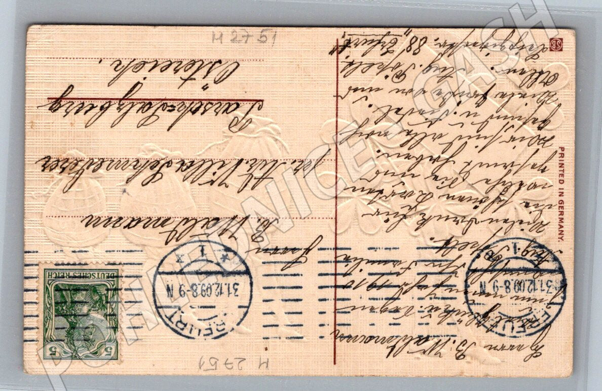 Postcard New Year's luck shamrock German (M2751)