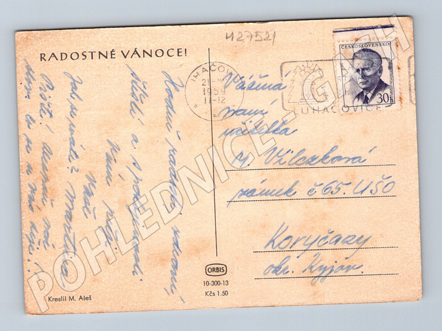 Pohlednice Sv. Dorota zimní motiv 1959 (M27521)