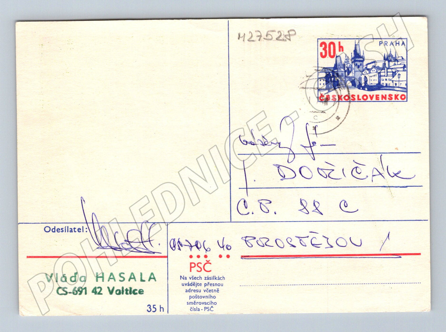 Pohlednice PF Vláďa Hasala 1978 (M27528)