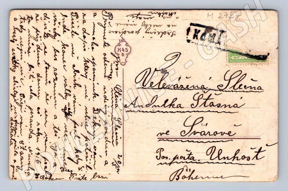 Postcard Violets handwritten 1916 (M2754)