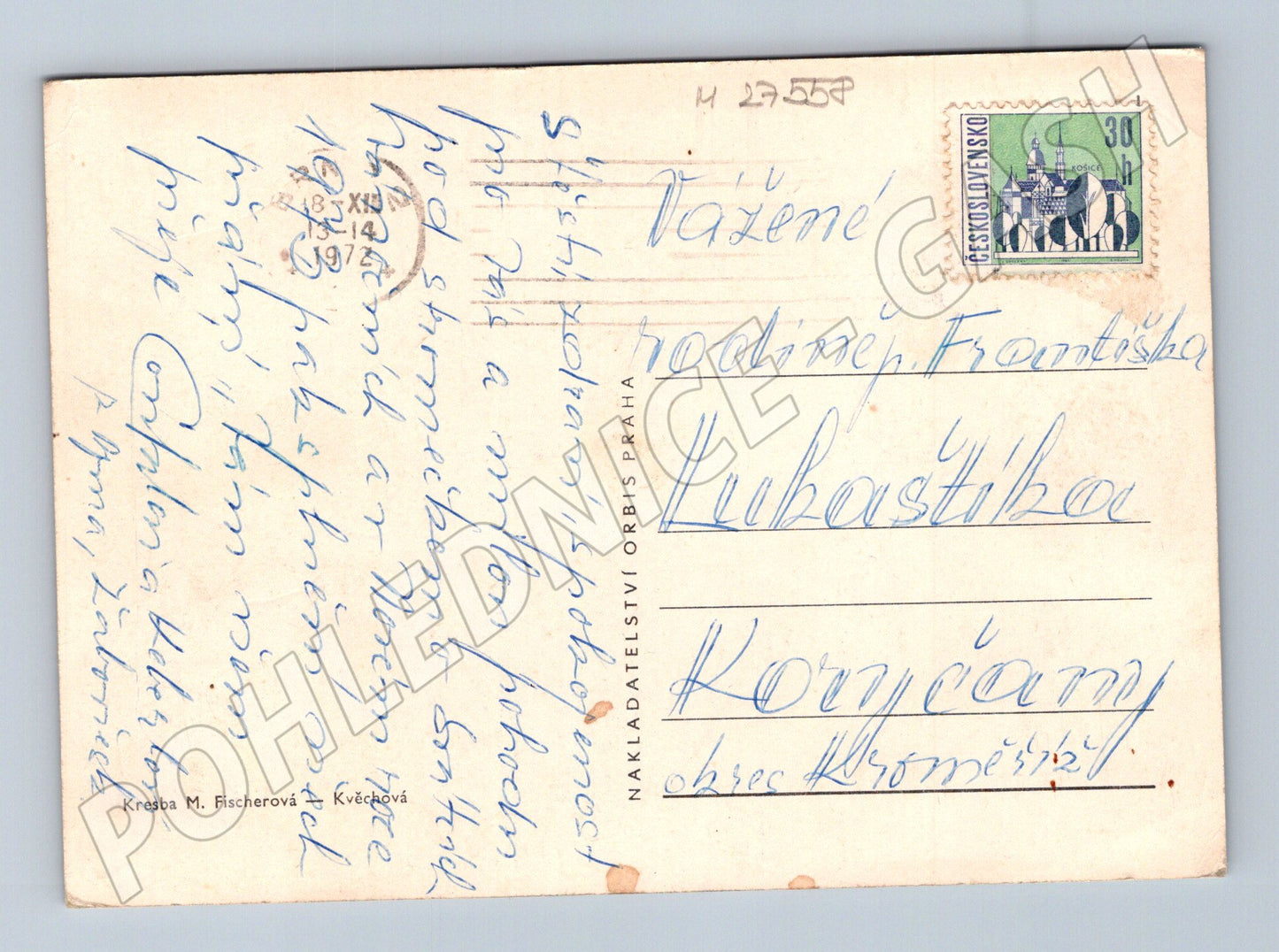 Pohlednice Humor lyžování králík děti 1975 (M27558)