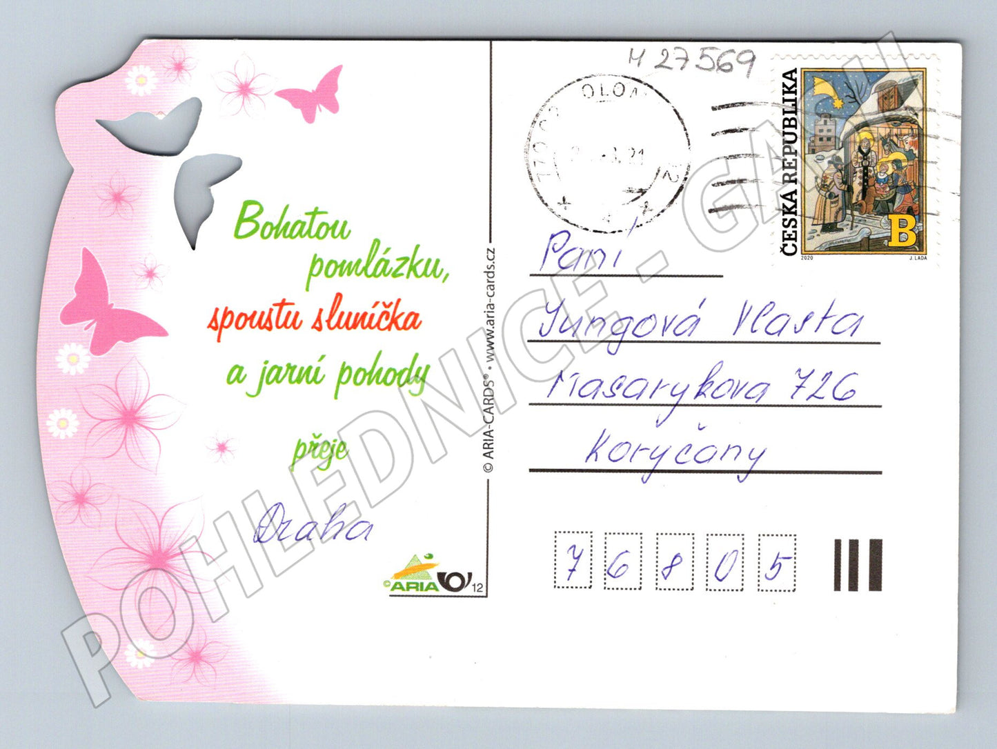 Pohlednice Velikonoce motiv vajec a květin (M27569)