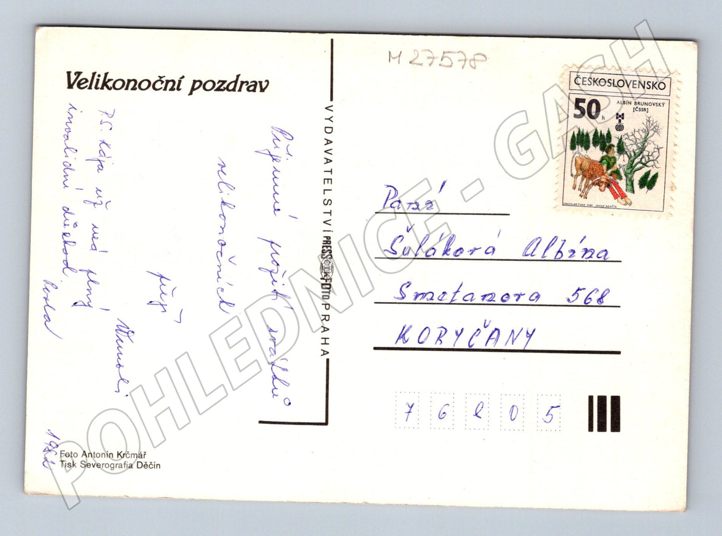 Pohlednice Velikonoční zátiší 1992 (M27578)