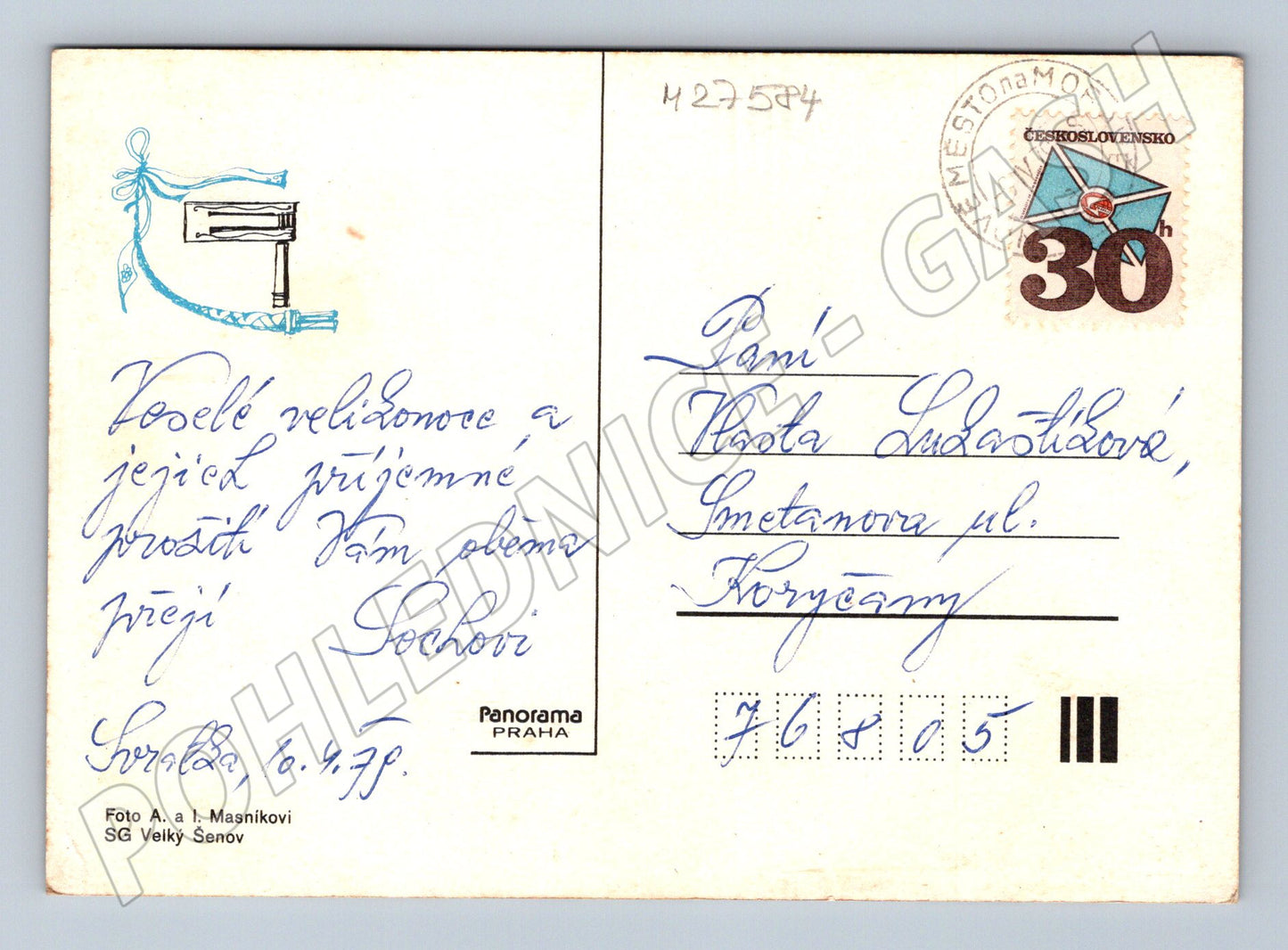 Pohlednice Velikonoce vajíčka kočičky 1979 (M27584)
