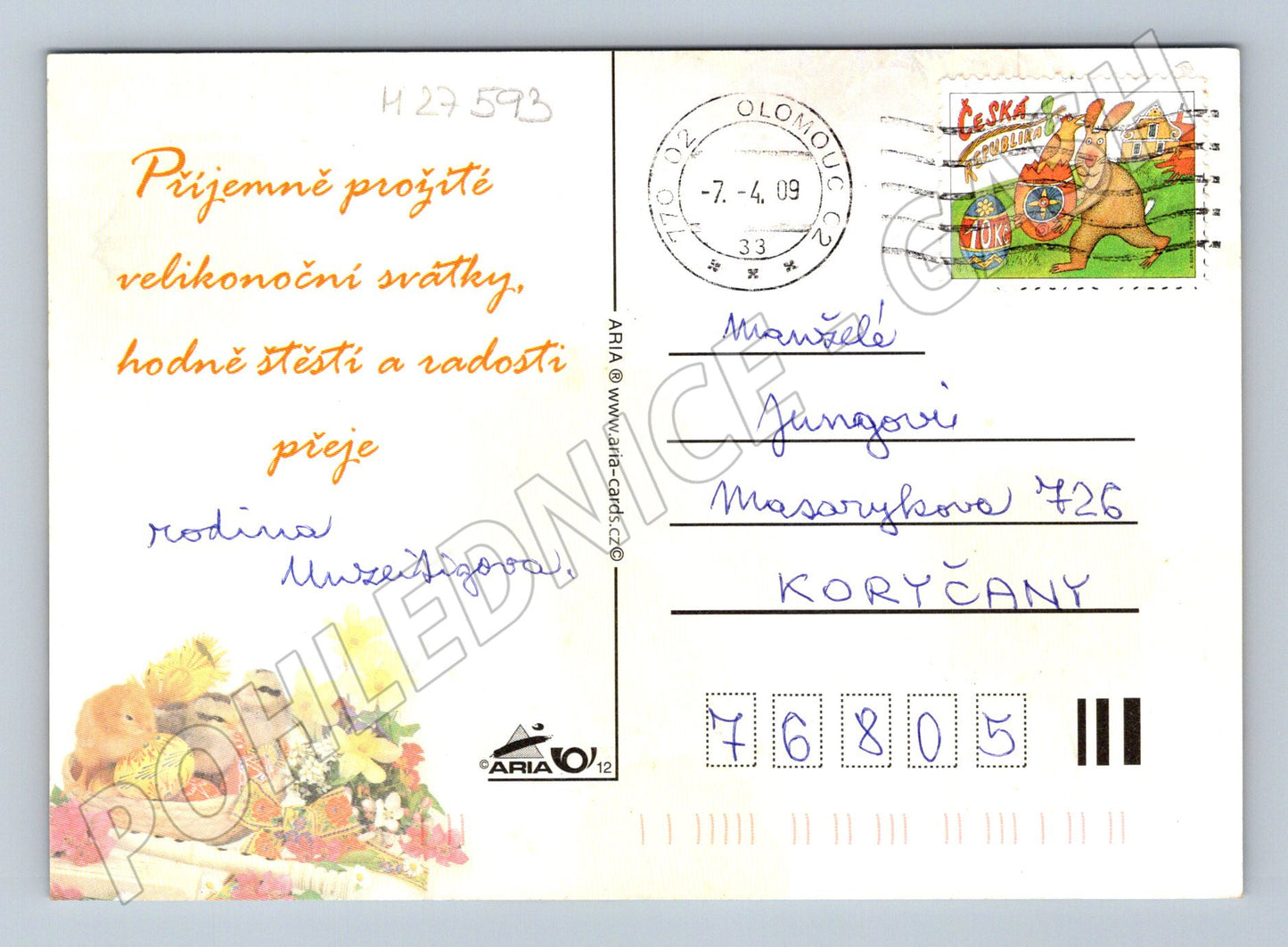Pohlednice Velikonoce kuřátka a vajíčka 2009 (M27593)