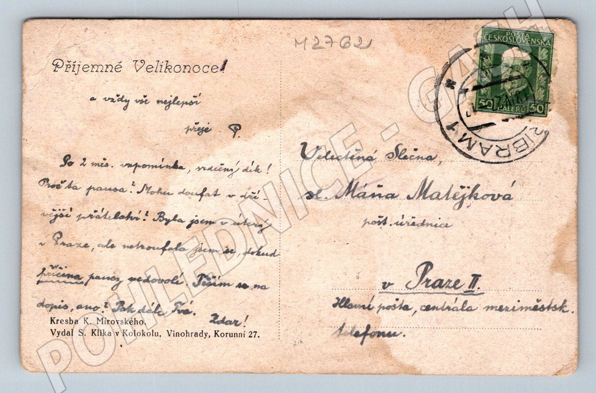 Postcard K Mírovský Easter drawing (M2762)