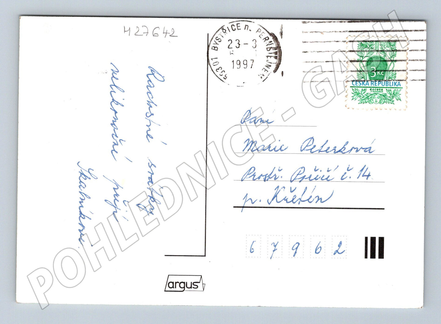 Pohlednice Velikonoční zajíčci a květiny 1997 (M27642)