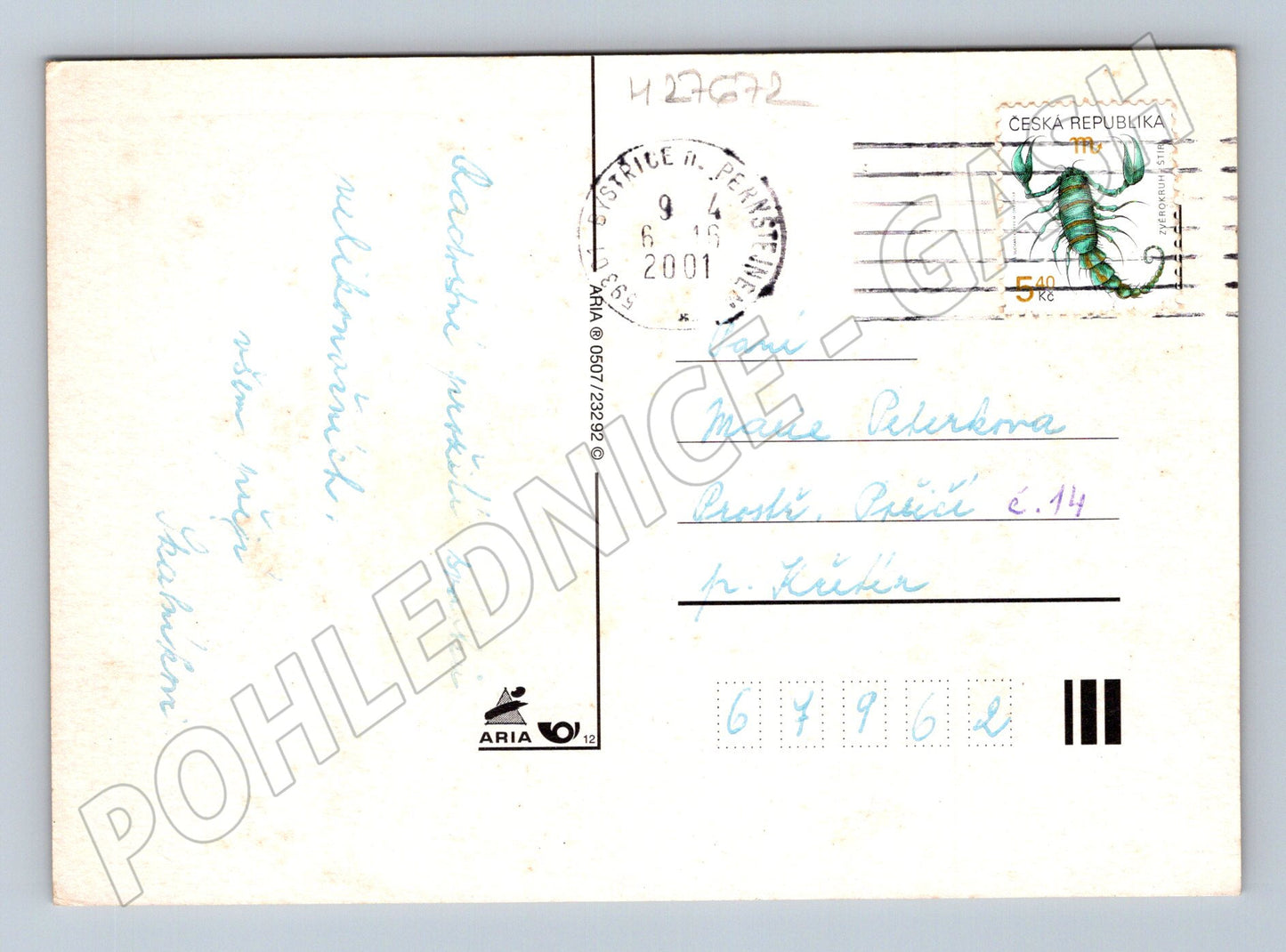 Pohlednice Veselé Velikonoce s košíkem a vejci 2001 (M27672)