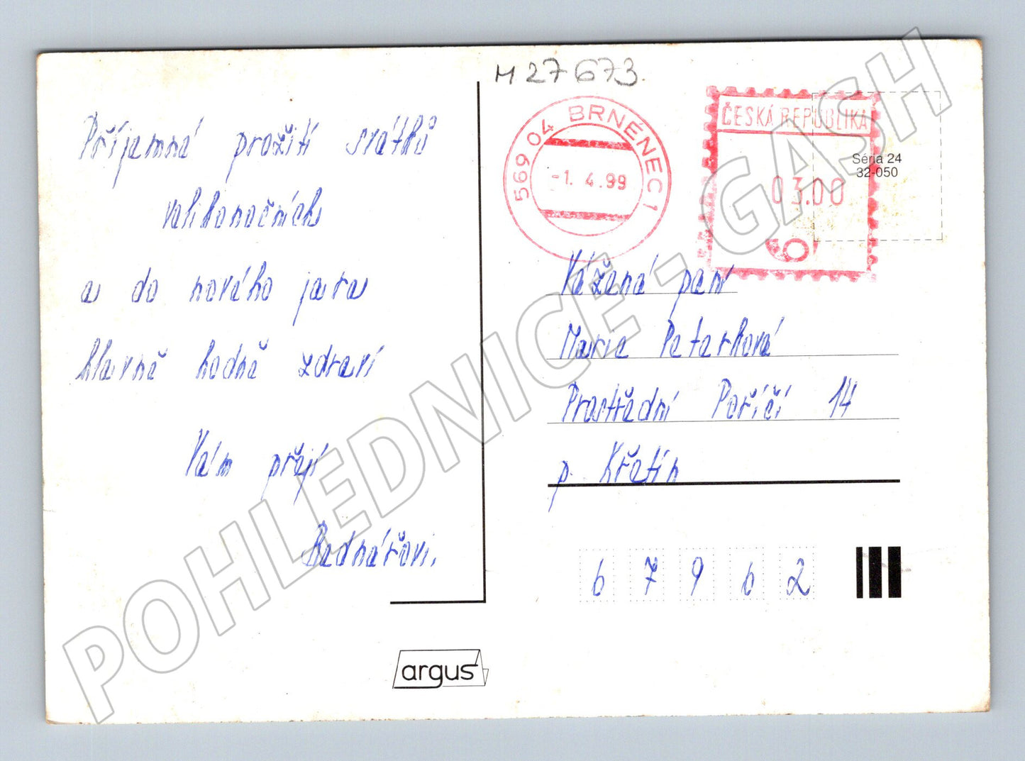 Pohlednice Velikonoce zajíci a ptáčci 1999 (M27673)
