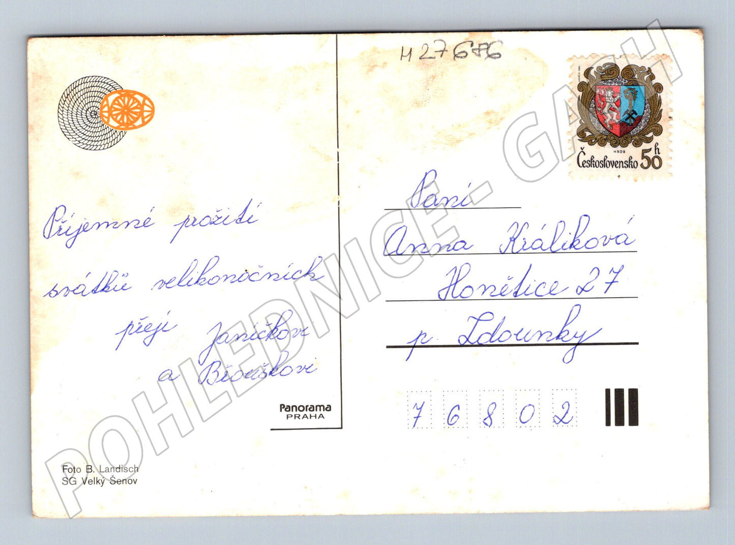 Pohlednice Velikonoce vejce džbán větve 1979 (M27686)