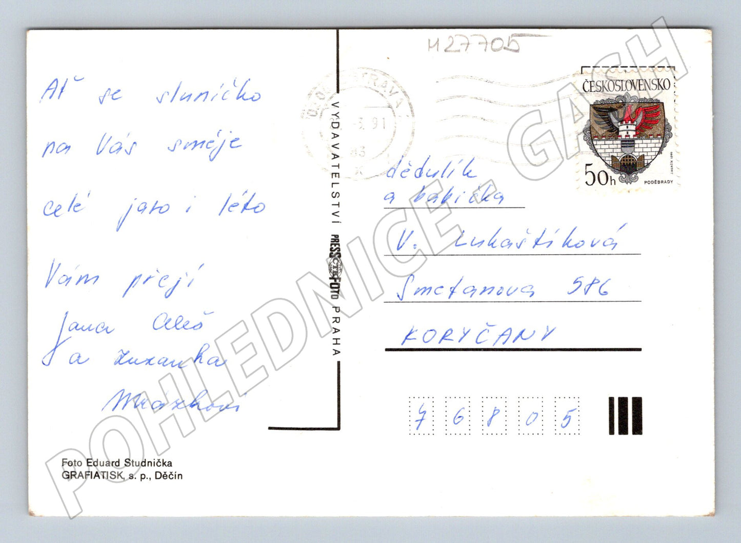 Pohlednice Kozy na pastvě 1991 (M27705)