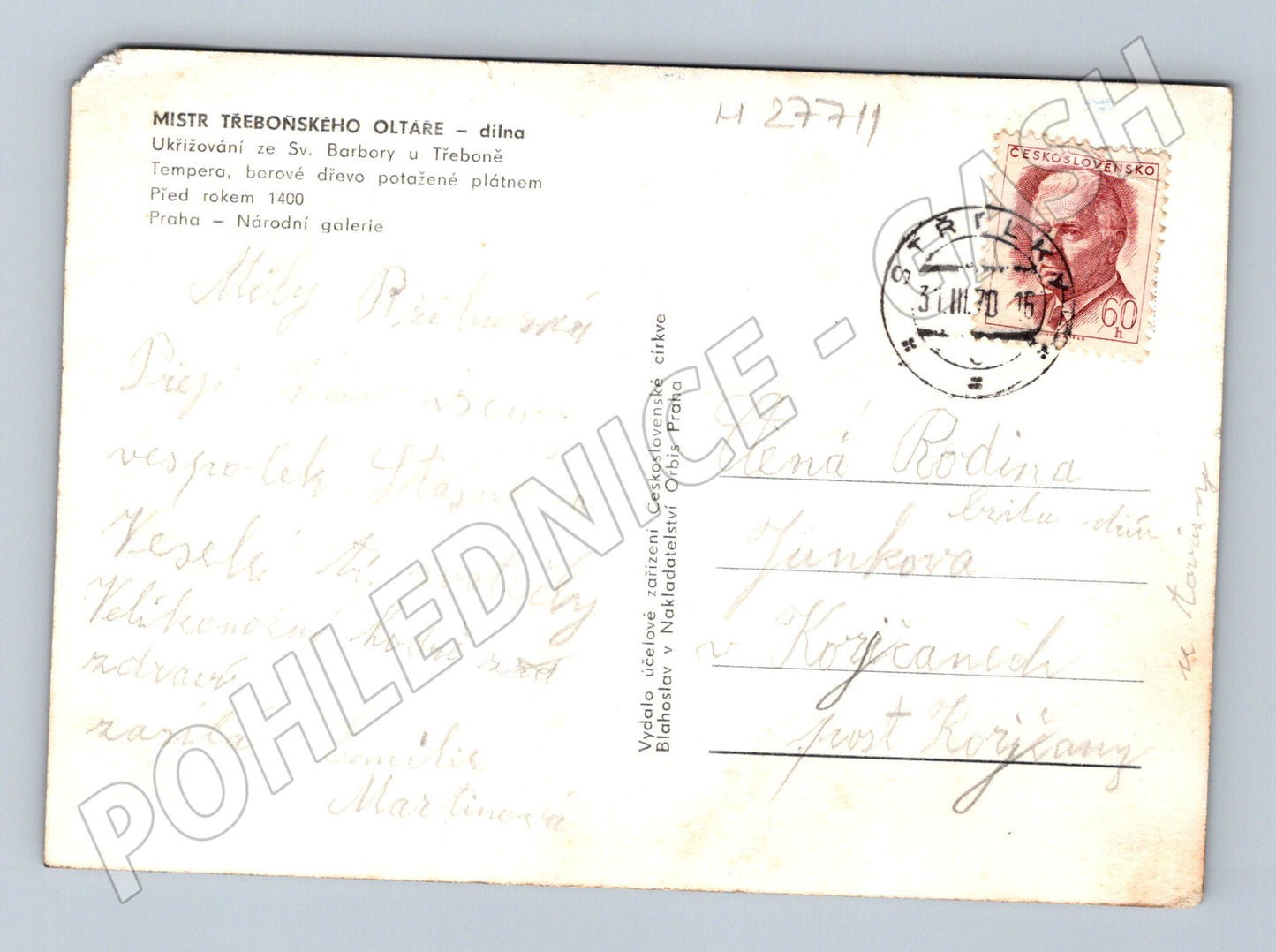 Pohlednice Třeboň Ukřižování oltář 1941 (M27711)