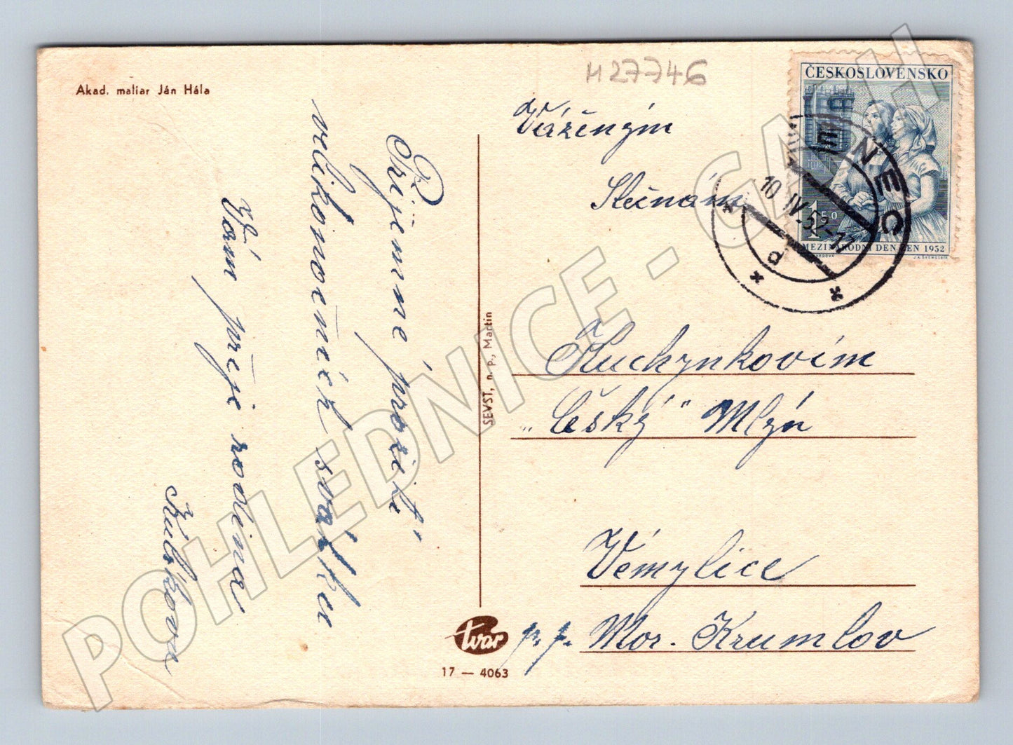 Pohlednice Velikonoční pozdrav lidé v kroji 1932 (M27746)