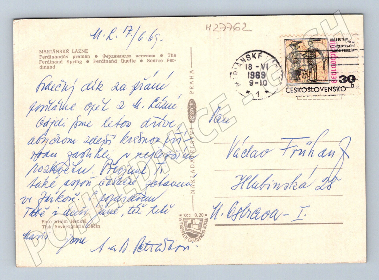 Pohlednice Mariánské Lázně Ferdinandův pramen 1969 (M27762)