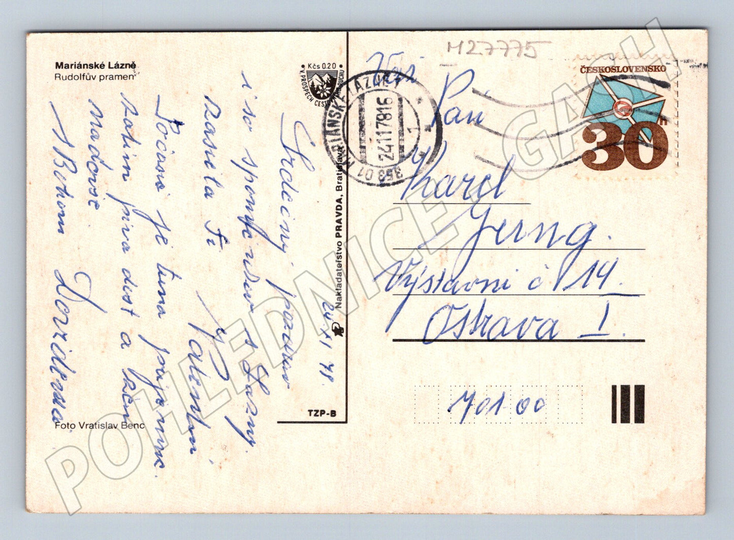 Pohlednice Mariánské Lázně Rudolfův pramen 1989 (M27775)