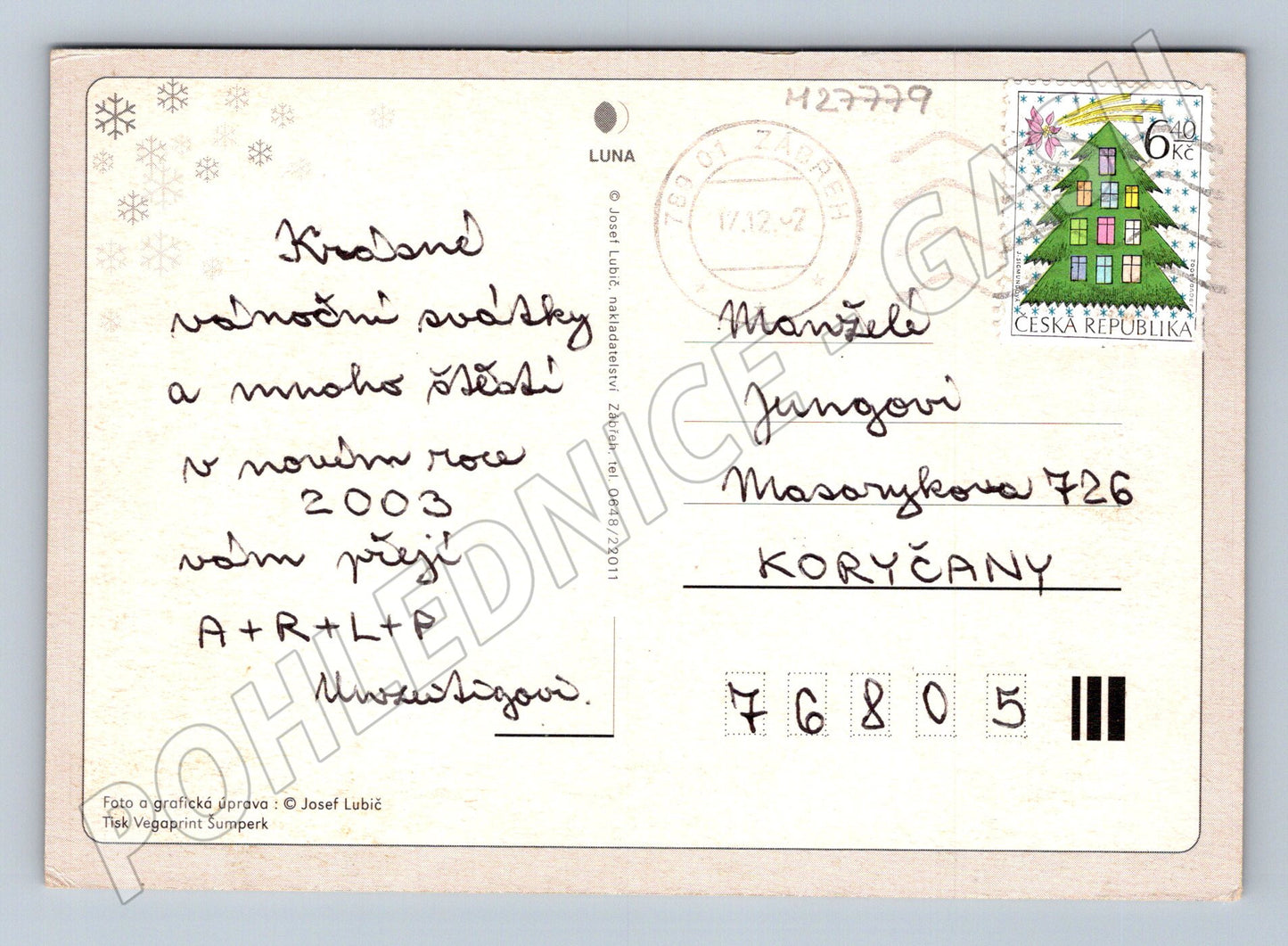 Pohlednice Zábřeh zasněžené město 2002 (M27779)