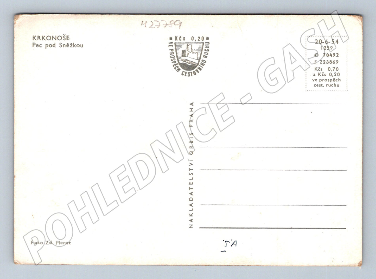Pohlednice Pec pod Sněžkou Krkonoše 1954 (M27789)
