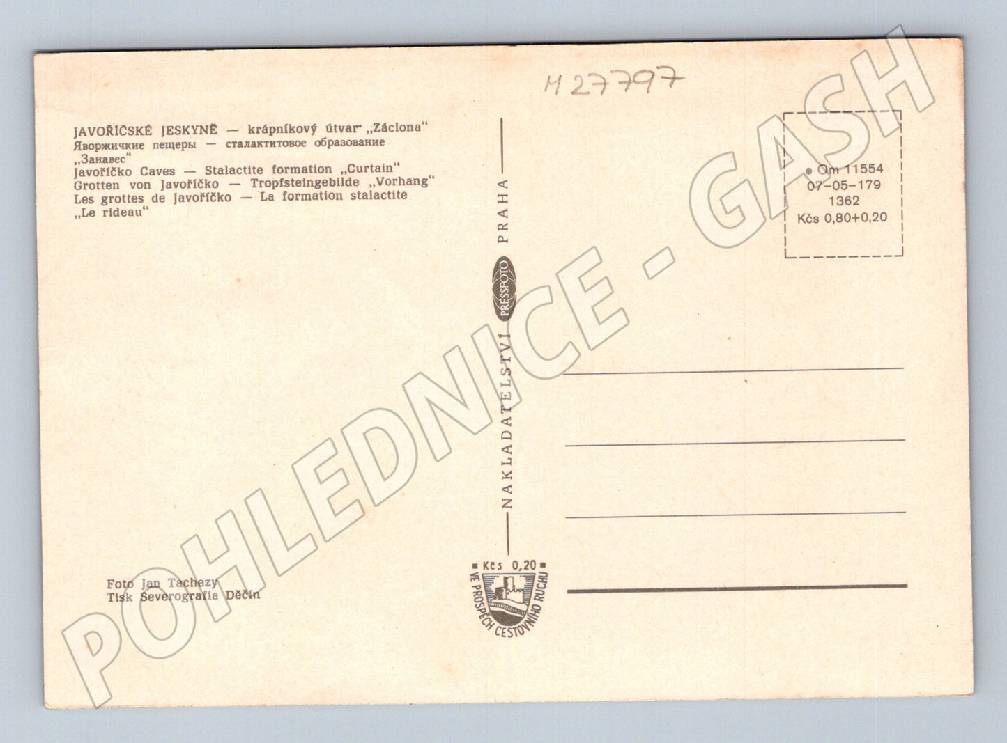 Pohlednice Javořické jeskyně krápníkový útvar 1962 (M27797)