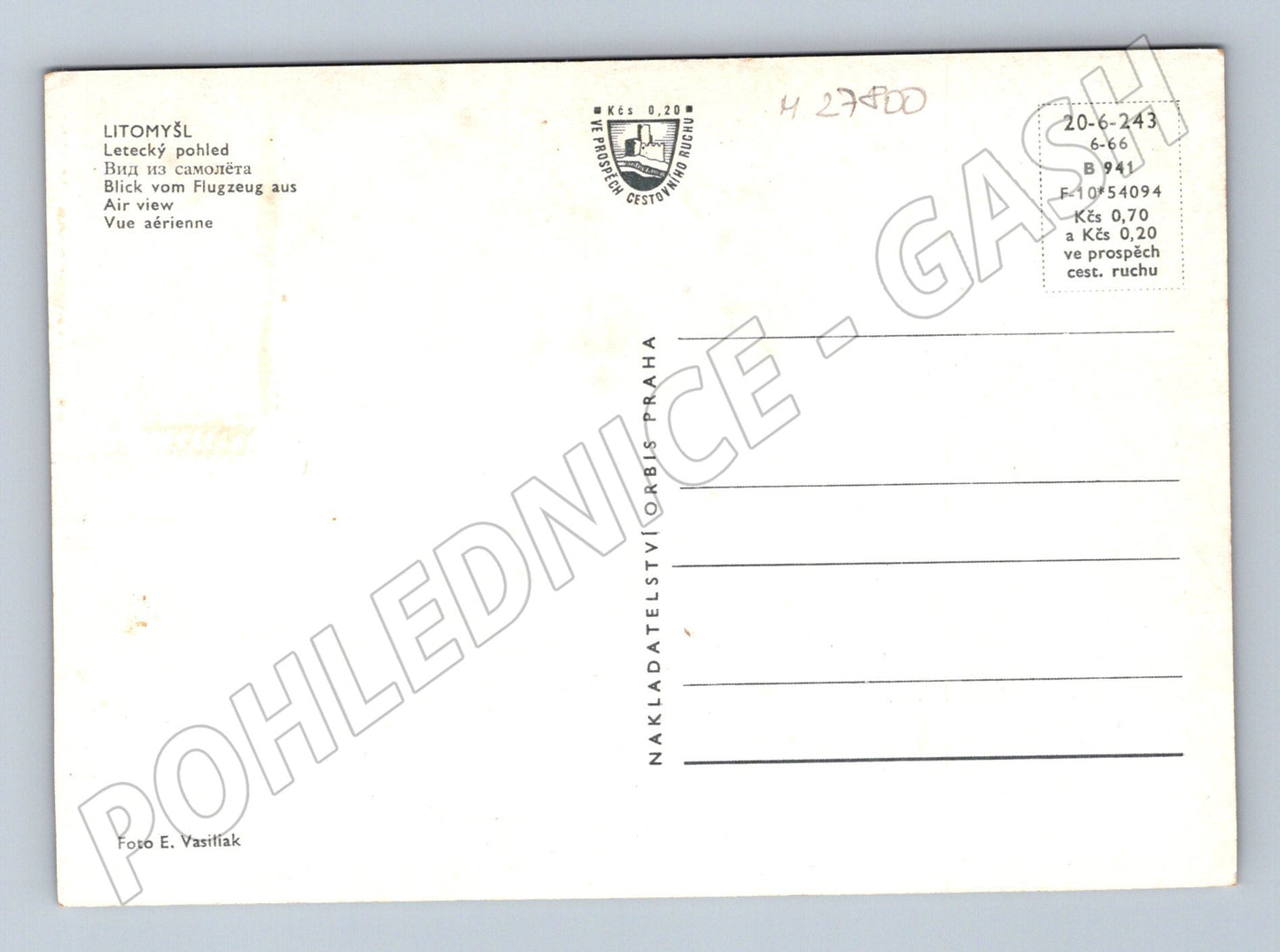 Pohlednice Litomyšl Letecký pohled 1966 (M27800)