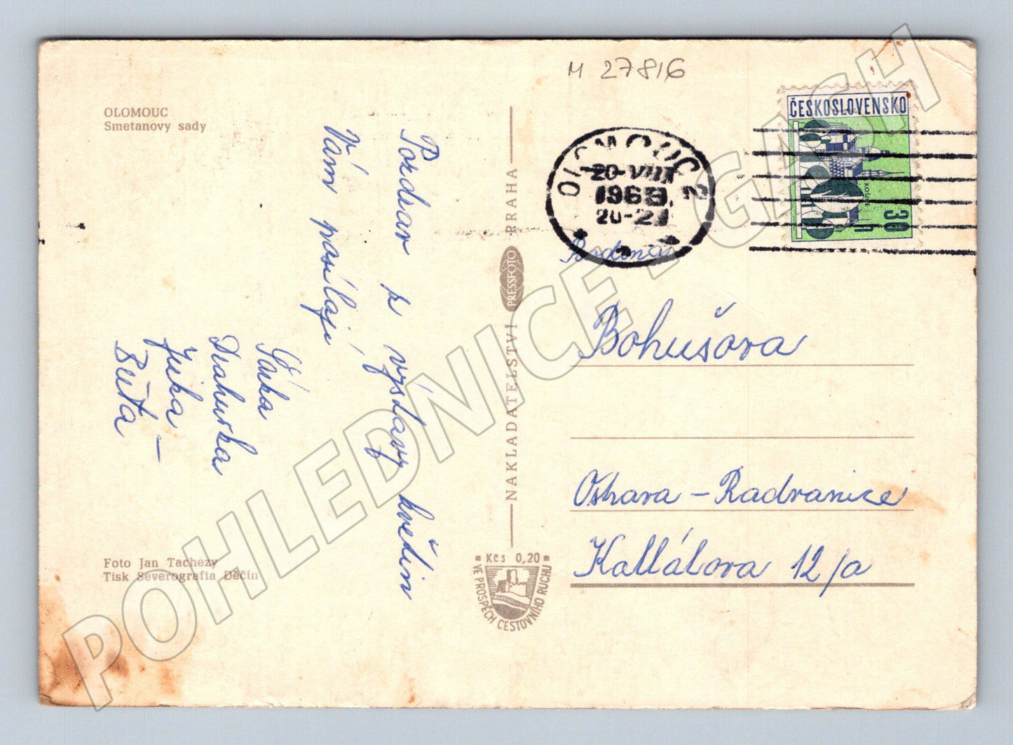 Pohlednice Olomouc Smetanovy sady 1963 (M27816)