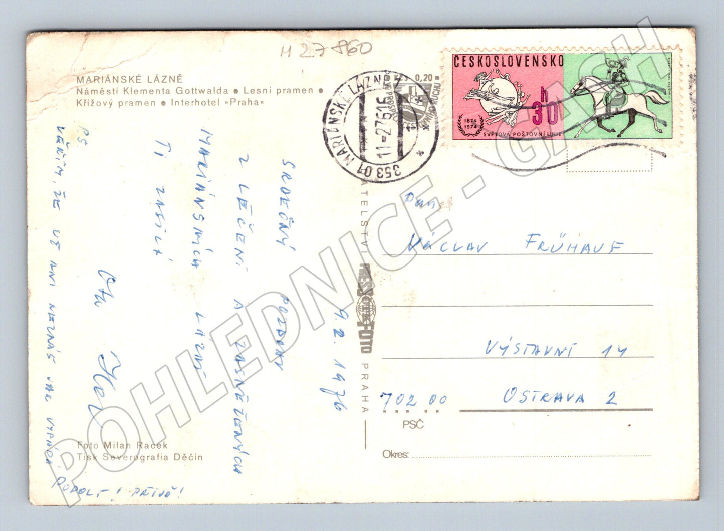 Pohlednice Mariánské Lázně lázeňské budovy 1978 (M27860)