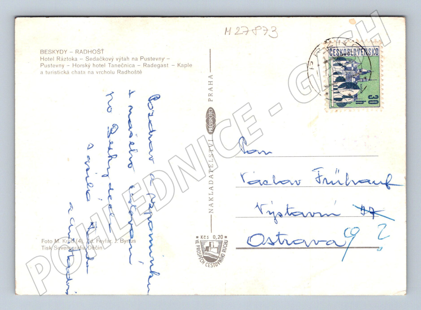 Pohlednice Beskydy Radhošť koláž motivů 1980 (M27873)