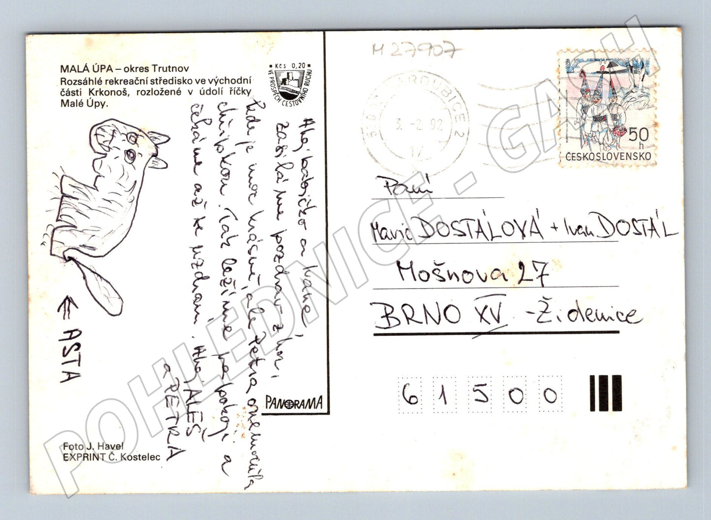 Pohlednice Malá Úpa zimní krajina 1992 (M27907)