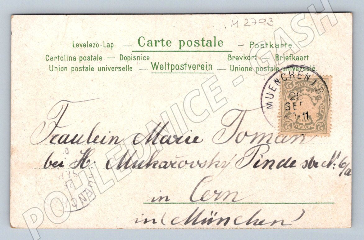 Pohlednice stádo ovcí venkovská krajina 1911 (M2793)