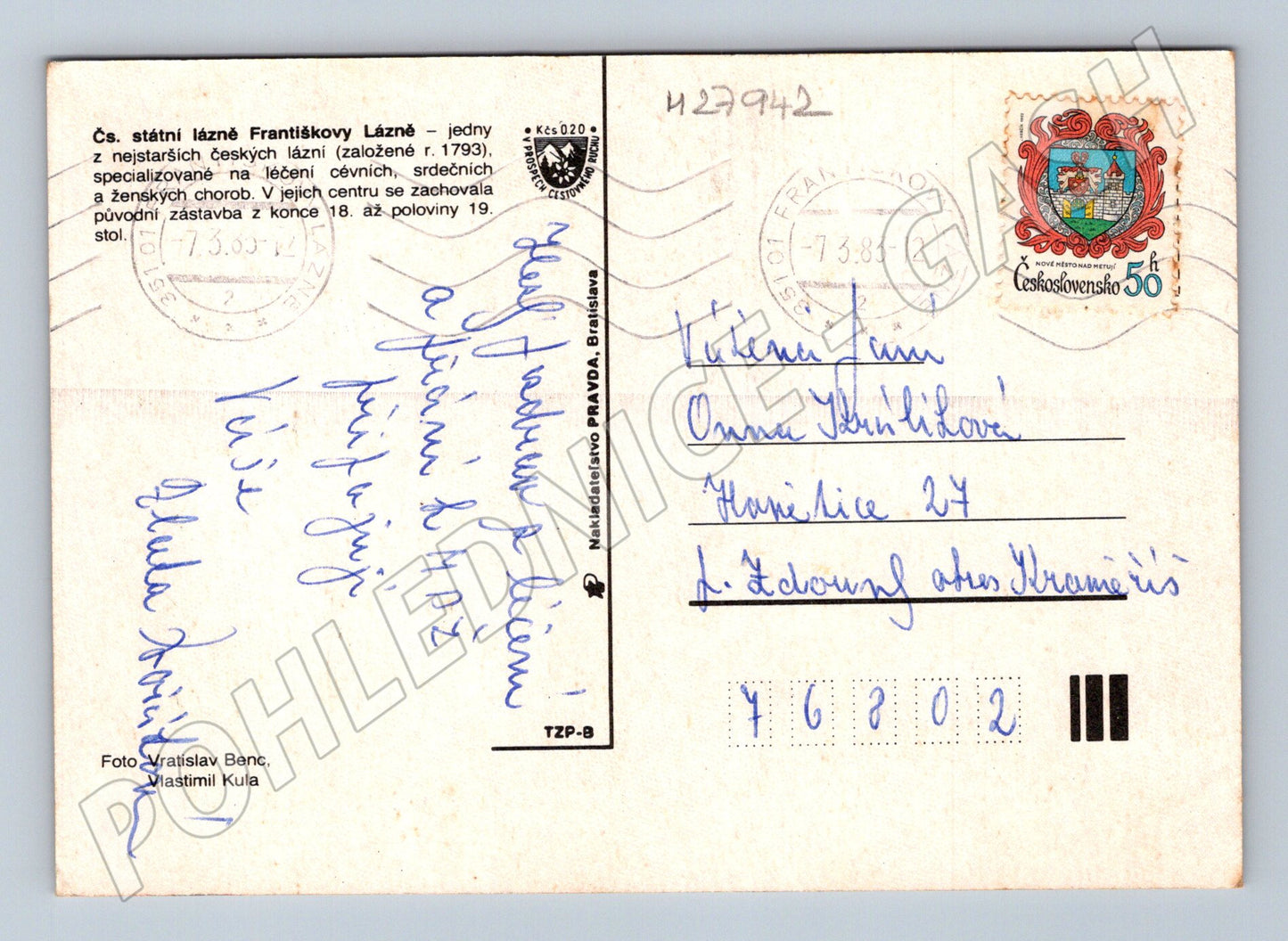 Pohlednice Františkovy Lázně koláž motivů 1983 (M27942)