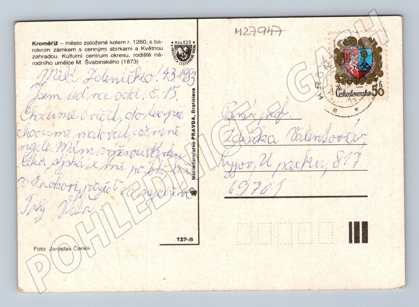 Pohlednice Kroměříž multi-view 1993 (M27947)