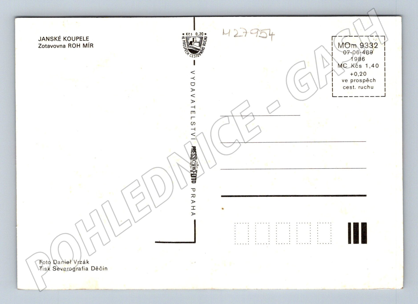Pohlednice Janské Koupele Zotavovna Mír 1986 (M27954)