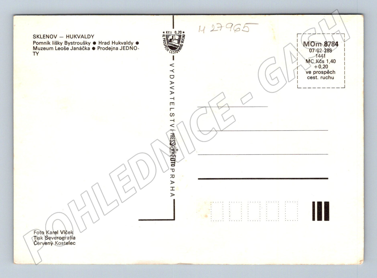 Pohlednice Sklenev Hukvaldy hrad Liška Bystrouška (M27965)